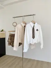 春新作 学院風シャツ【ネクタイ付き・チェック柄・ウエストゴム】（セットアップ対応）