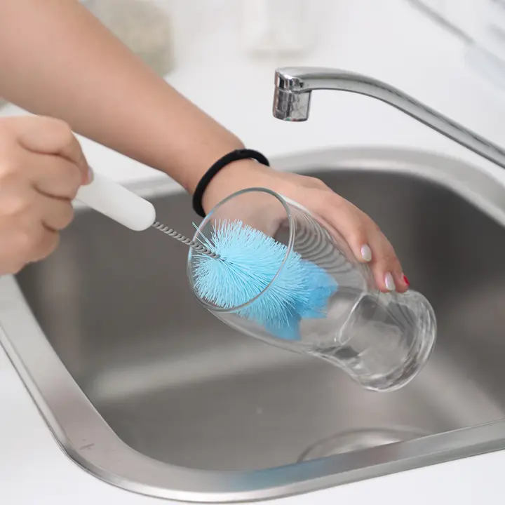 深底用ボトルクリーニングブラシ【長柄・水筒・哺乳瓶用・米木製】