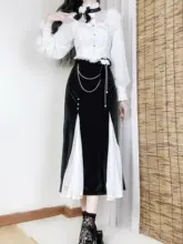 オリジナルデザインの優雅なマーメイドスカートドレスセット【秋冬用・ローズ・2点セット】