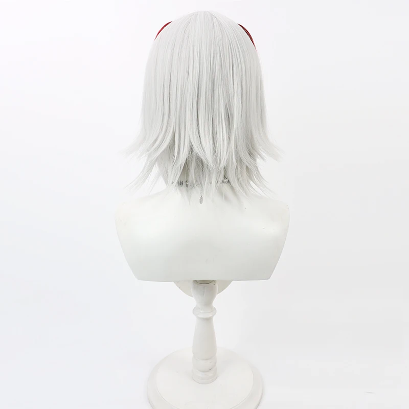 かっこいい コスプレ 男 キャラ 用 白色の立体ウィッグ【リアルスカルプ・呆毛デザイン】