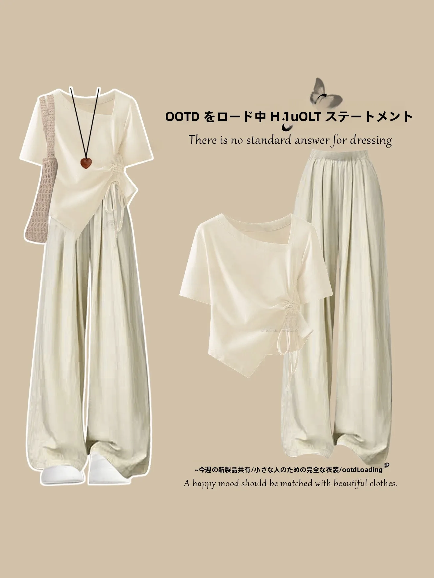 夏にぴったりの斜め肩デザイン短袖Tシャツ：おしゃれでシンプルなカジュアルスタイルの実現