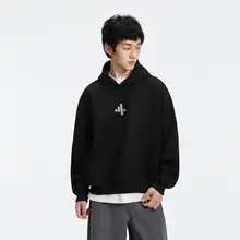 秋用 フラワープリント メンズフード付きプルオーバー パーカー【極上の柔らかさ・ゆったりデザイン】