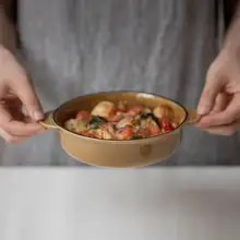 グラタン皿 楕円 オーブンボウル 美濃焼 日本製 無地 キャラメル カレー皿 食器