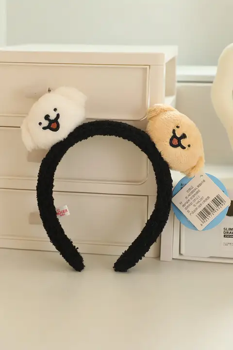 可愛い小犬デザインの洗面用ヘアバンド【毛糸製・プレゼント用ぬいぐるみ】