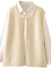 春秋用 大きいサイズのニットベスト【薄手でゆったり・アウターとして重ね着可能・ノースリーブ】