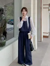 波点デザインのトップスとワイドパンツ【春秋用・フレンチスタイル・小柄向け】（セットアップ対応）