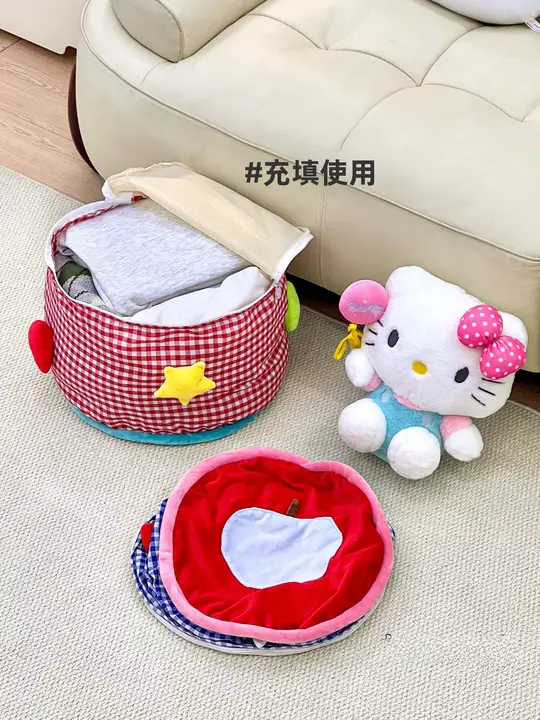 高級感あふれる布製収納スツール【リビング用・季節物やぬいぐるみ収納・足置き】