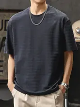 ビンテージストライプのラウンドネック半袖Tシャツ【メンズ・ゆったりシルエット・カジュアルスタイル】