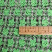 猫刺繍のツイード風生地【秋冬向け・暖色系・ペンケース用】