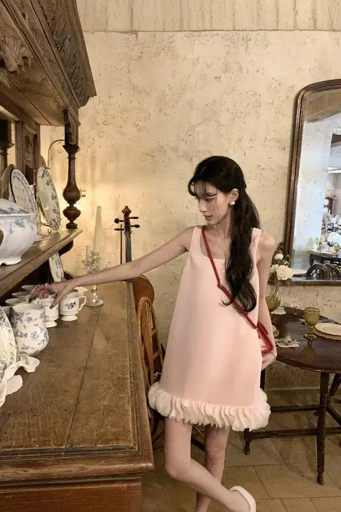 SourceWithU フラワーペタルデザイン ベストドレス【2色展開・ショート丈・女性用】