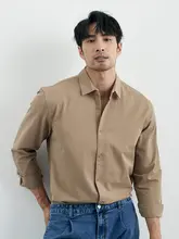 高級感ある黒のコットンシャツ【ビジネスカジュアル・長袖・スリムフィット】