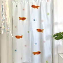 ピンクの金魚デザインカーテン【夢幻的な少女の部屋・穴あけ不要・半遮光・飾り窓用】