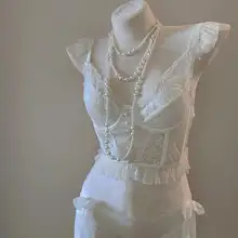 シフォンレースのキャミソールトップス【セクシー・フィッシュボーンデザイン・女性用】