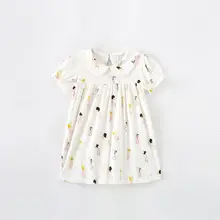 可愛いプリントの半袖ワンピース【ドールカラー・子供用・コットン素材】