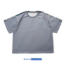 レトロ風ゆったりシルエットの前後切替デザイン男女兼用Tシャツ【カジュアル】（セットアップ対応）