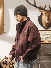 アメリカンヴィンテージ ボルドーカラーの重厚工装ジャケット【ショート丈・ワイドフィット・秋春用】