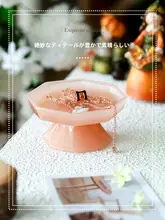 ケーキスタンド 脚付き ガラス 丸型 デザートプレート スイーツ ディスプレイ 上品 無地 アクセサリー収納