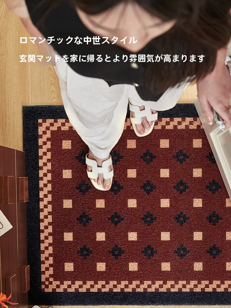 シンプルで高級感ある玄関マット：緑のデザインと滑り止め仕様が実用性を実現