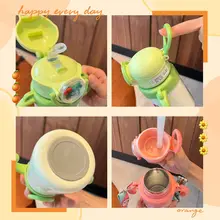 316ステンレス製 子供用保温カップ【1歳用・ストロー付き・幼稚園・女の子用】