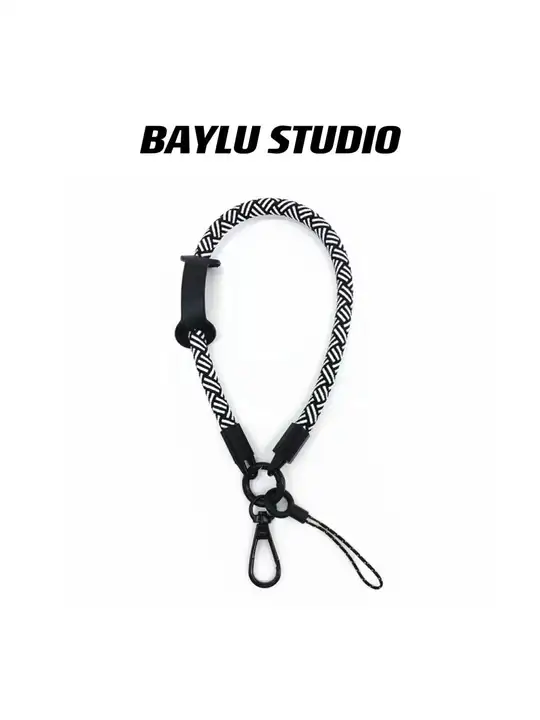 スマホストラップ キーホルダー リストストラップ カメラ用 ショート シンプル ブラック 手提げ インスタ映え 「BAYLU」