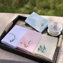 純綿ガーゼ単層刺繍ハンカチ