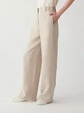 リネン平織りストレートパンツ【女性用・夏用・ナチュラルカラー】