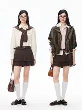 デザイン感のある二重プリーツスカート【春用・ウエストリブ・シルエット美人】（セットアップ対応）