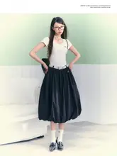 刺繍ロゴボタン半開きクルーネック短袖ニットTシャツ【夏用・タイトフィット】