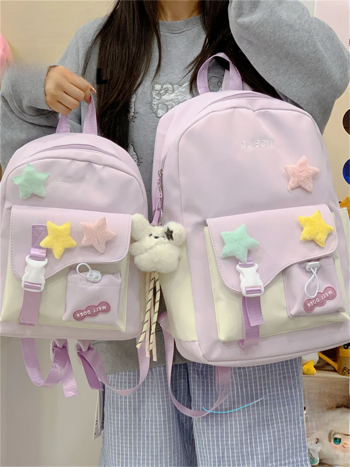 キャスター付きリュック 小さめ おすすめモデル：かわいいバイカラー学生用小型バックパック