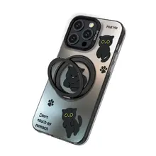 マグセーフ磁気支架スマホケース【シンプルデザイン・猫モチーフ・回転式・iPhone対応】