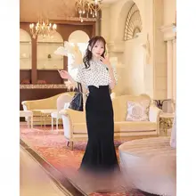 マカロン風フィッシュテールロングスカート【隠しファスナー・ハイウエスト・包み込むシルエット】