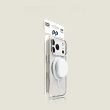 チタン灰色 磁気吸引式スマホスタンド【着脱可能・防落下機能・タブレット/スマホ対応・透明】