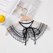 オーガンジー刺繍のリボンデザインの装飾襟【韓国スタイル・肩掛け用】