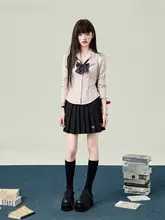 夏用 レディースジャケットシャツ【長袖・ウエストマーク・白色・制服スタイル】（セットアップ対応）