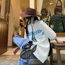 夏用 ゆったりデザインの中袖ベースボールジャケット【スタイリッシュな文字デザイン・男女兼用・カジュアル】
