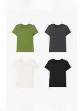 高密度透けない薄手の天絲羊毛ニットTシャツ【短袖・痩せ見え効果】