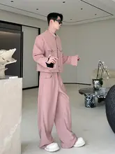 デザイン性の高い立 collar 男性用短丈ジャケット【メタルディテール・ワイドパンツ・セットアップ対応】