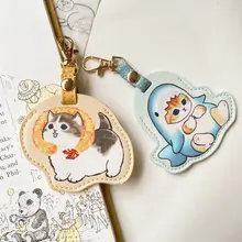 かわいいシャークキャットのキーホルダー【PU素材・ICカードケース付き】