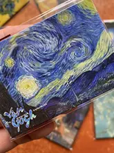 バン・ゴッホ風の星月夜カフェ杏の花のマグネットリトグラフ