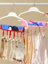 かわいいペンギンデザインの折りたたみ式多クリップ干しラック【携帯用・旅行や出張に最適】