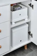 ホワイトプラスチック収納ボックス【フタ付き・多機能・キッチン用・シンプルデザイン】