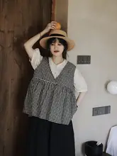 夏用 レディースチェック柄Vネックベスト【カジュアル・フィット感・かわいいデザイン】