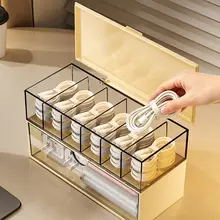 デスク周り整理に最適！ケーブル用収納ボックス【充電器・配線整理・引き出し仕切り付き】