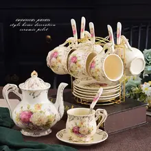 ヨーロッパスタイル ペア ティーセット【トレイ付き・セラミック・イギリス風・家庭用】