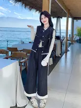レトロカジュアルスタイルのコーディネート【カラーコンビネーション・ノースリーブ・ワイドパンツ・春用】（セットアップ対応）