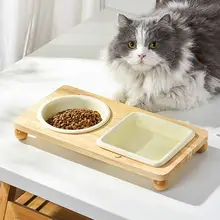 猫用陶器フードボウル【ダブルボウル・首をサポート・スタイリッシュデザイン】（セットアップ対応）