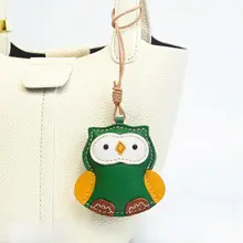 キーホルダー バッグチャーム 手帳 しおり 本革 フクロウ 北欧風 可愛い ギフト プレゼント