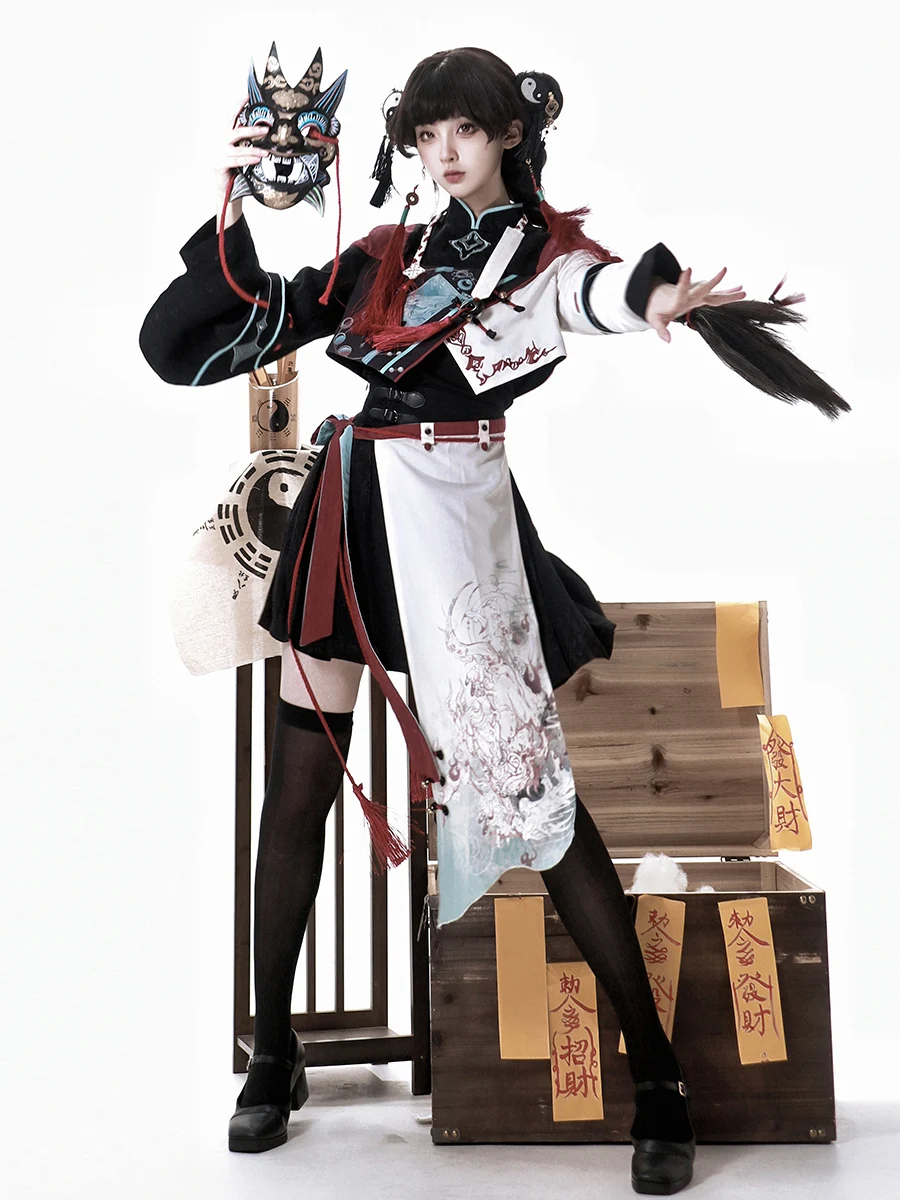 オリジナルデザインの中華風ロリータハロウィン衣装「妖怪捉え師」セット：雰囲気と実用性を両立