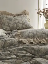 Zijpe 高級レトロレースデザインの60サテン洗濯コットン ベッドシーツ＆カバー4点セット【純綿・フィットシーツ式】