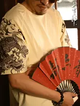 半袖Tシャツ メンズ 双龍刺繍 ラグランスリーブ チャイナテイスト ルーズ 夏